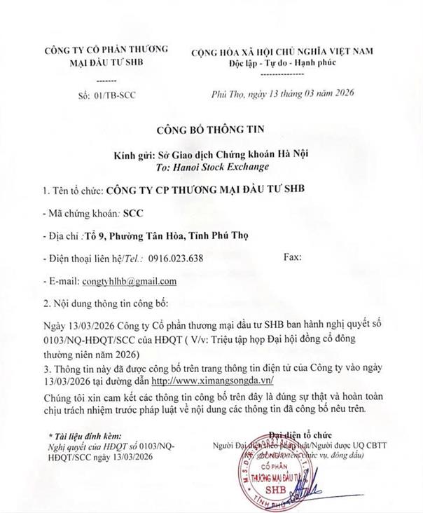 Nghị quyết HĐQT: Triệu tập họp ĐHĐCĐ thường niên năm 2026