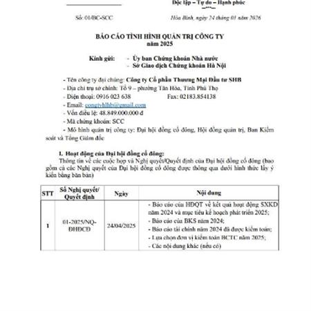 BÁO CÁO QUẢN TRỊ NĂM 2025